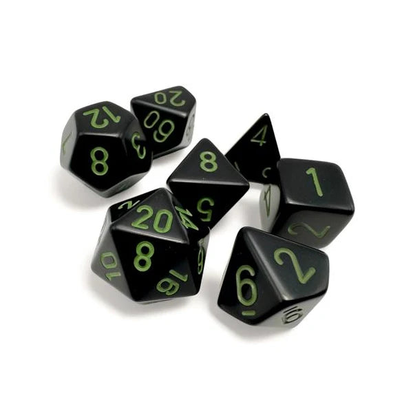 Set 7 Dadi Poliedrici Opachi - Black / Green