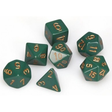 Set 7 Dadi Poliedrici Opachi - Dusty Green W / Gold